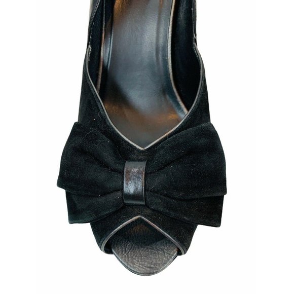 DKNY Black Vintage Style Peep Toe Pumps Heels - Picture 4 of 12